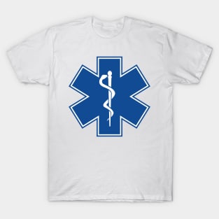 Star of Life EMT EMS Health Care Rod of Asclepius Blue Medical Symbol T-Shirt